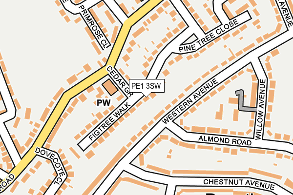 PE1 3SW map - OS OpenMap – Local (Ordnance Survey)