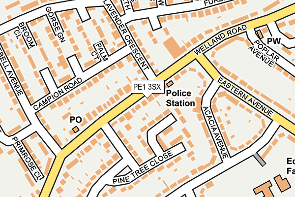 PE1 3SX map - OS OpenMap – Local (Ordnance Survey)