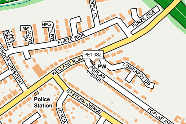 PE1 3SZ map - OS OpenMap – Local (Ordnance Survey)