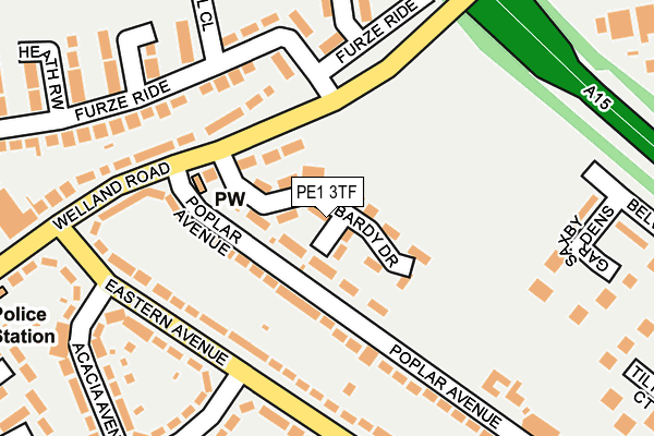 PE1 3TF map - OS OpenMap – Local (Ordnance Survey)