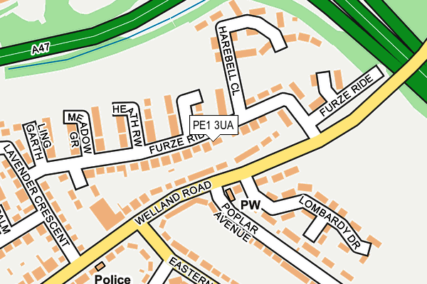 PE1 3UA map - OS OpenMap – Local (Ordnance Survey)