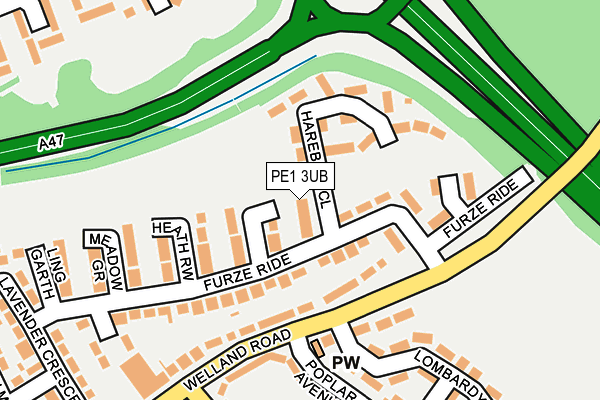 PE1 3UB map - OS OpenMap – Local (Ordnance Survey)