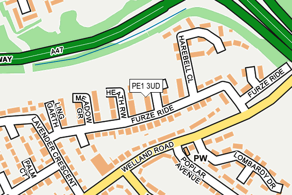 PE1 3UD map - OS OpenMap – Local (Ordnance Survey)