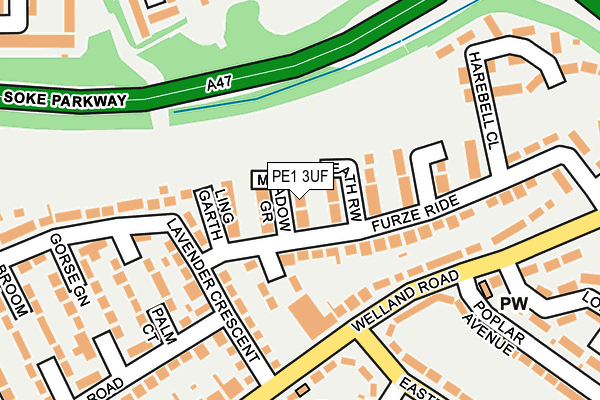 PE1 3UF map - OS OpenMap – Local (Ordnance Survey)