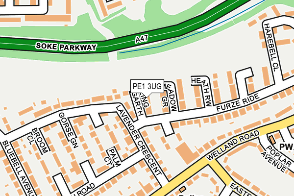 PE1 3UG map - OS OpenMap – Local (Ordnance Survey)