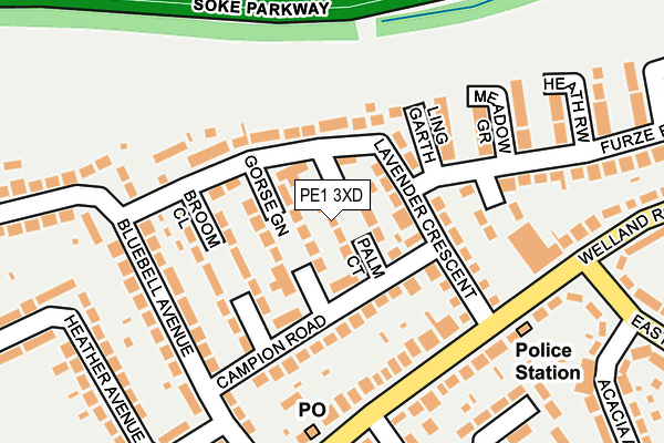 PE1 3XD map - OS OpenMap – Local (Ordnance Survey)