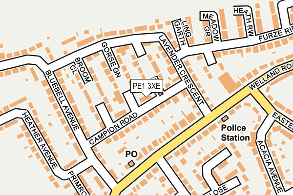 PE1 3XE map - OS OpenMap – Local (Ordnance Survey)