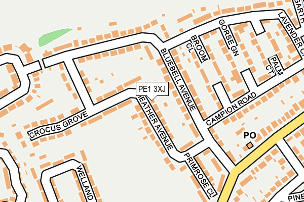 PE1 3XJ map - OS OpenMap – Local (Ordnance Survey)