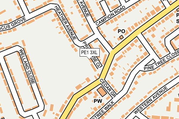 PE1 3XL map - OS OpenMap – Local (Ordnance Survey)
