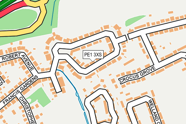 PE1 3XS map - OS OpenMap – Local (Ordnance Survey)
