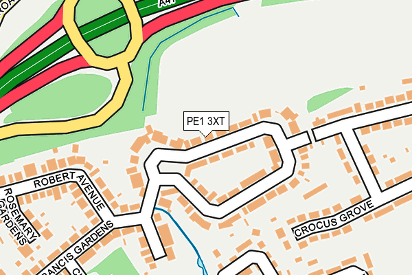 PE1 3XT map - OS OpenMap – Local (Ordnance Survey)