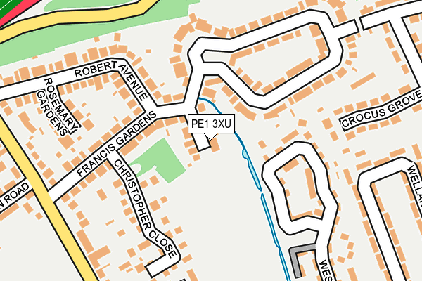 PE1 3XU map - OS OpenMap – Local (Ordnance Survey)