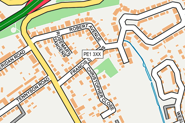 PE1 3XX map - OS OpenMap – Local (Ordnance Survey)