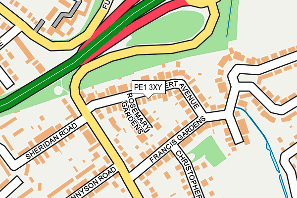 PE1 3XY map - OS OpenMap – Local (Ordnance Survey)