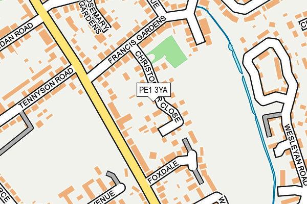 PE1 3YA map - OS OpenMap – Local (Ordnance Survey)