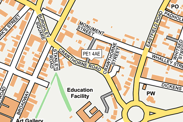 PE1 4AE map - OS OpenMap – Local (Ordnance Survey)
