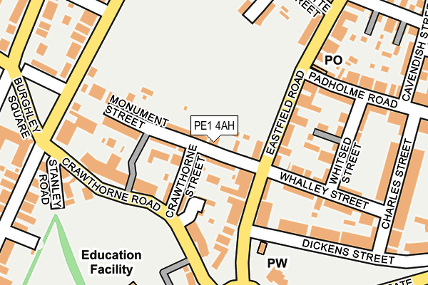 PE1 4AH map - OS OpenMap – Local (Ordnance Survey)