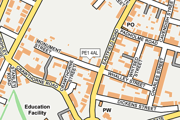 PE1 4AL map - OS OpenMap – Local (Ordnance Survey)