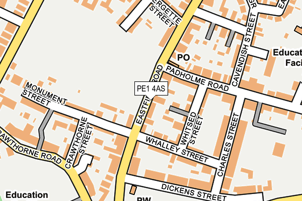 PE1 4AS map - OS OpenMap – Local (Ordnance Survey)