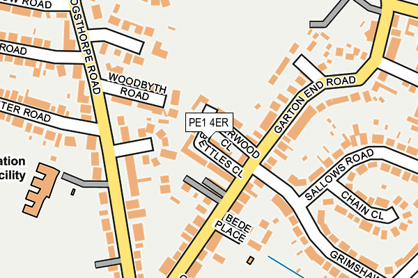 PE1 4ER map - OS OpenMap – Local (Ordnance Survey)