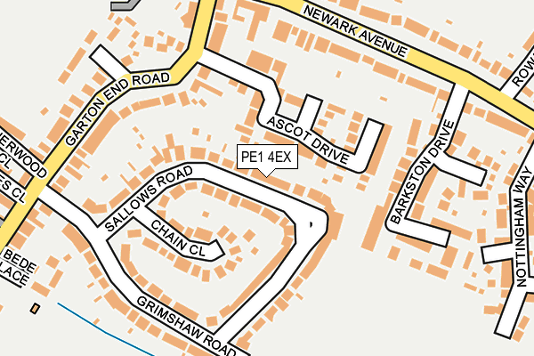 PE1 4EX map - OS OpenMap – Local (Ordnance Survey)