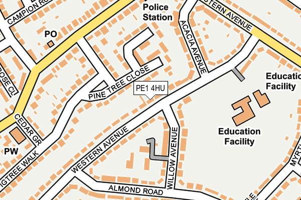 PE1 4HU map - OS OpenMap – Local (Ordnance Survey)