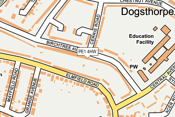 PE1 4HW map - OS OpenMap – Local (Ordnance Survey)
