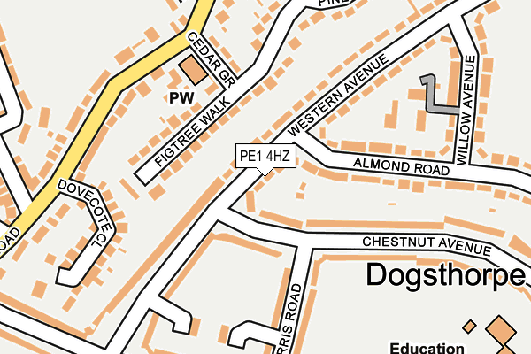 PE1 4HZ map - OS OpenMap – Local (Ordnance Survey)