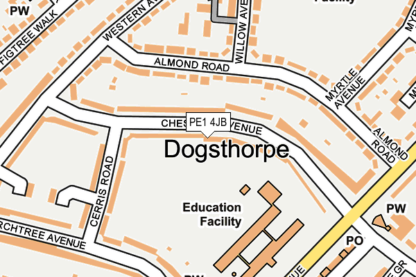 PE1 4JB map - OS OpenMap – Local (Ordnance Survey)