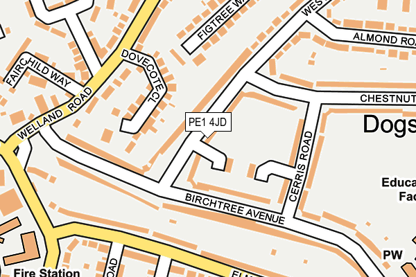 PE1 4JD map - OS OpenMap – Local (Ordnance Survey)