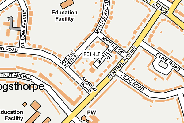 PE1 4LF map - OS OpenMap – Local (Ordnance Survey)