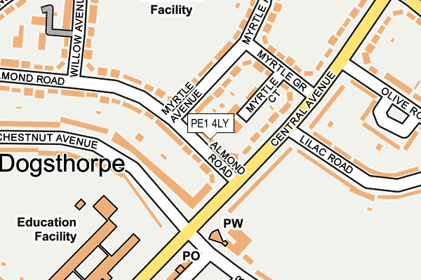 PE1 4LY map - OS OpenMap – Local (Ordnance Survey)