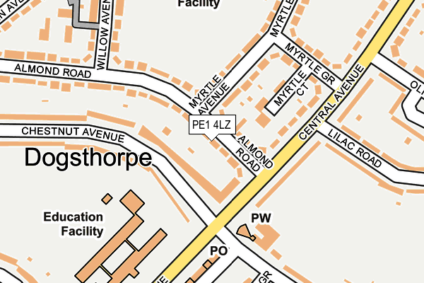 PE1 4LZ map - OS OpenMap – Local (Ordnance Survey)