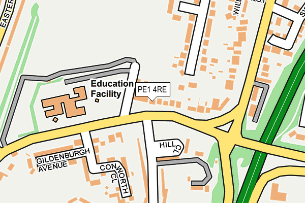 PE1 4RE map - OS OpenMap – Local (Ordnance Survey)