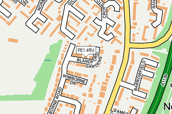 PE1 4RU map - OS OpenMap – Local (Ordnance Survey)