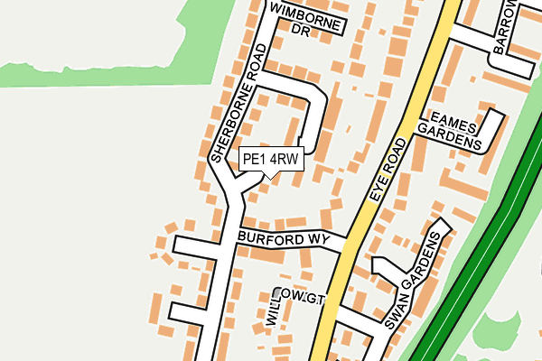 PE1 4RW map - OS OpenMap – Local (Ordnance Survey)