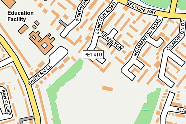 PE1 4TU map - OS OpenMap – Local (Ordnance Survey)