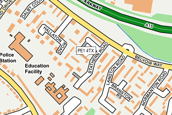 PE1 4TX map - OS OpenMap – Local (Ordnance Survey)