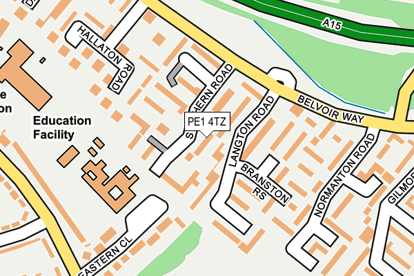 PE1 4TZ map - OS OpenMap – Local (Ordnance Survey)