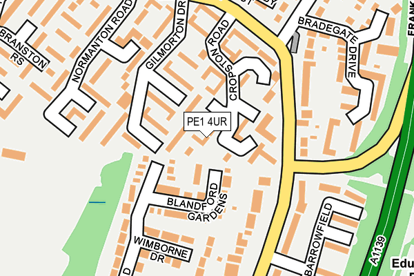 PE1 4UR map - OS OpenMap – Local (Ordnance Survey)