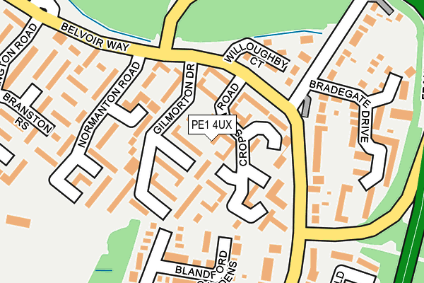 PE1 4UX map - OS OpenMap – Local (Ordnance Survey)