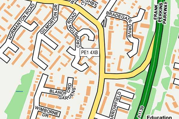PE1 4XB map - OS OpenMap – Local (Ordnance Survey)