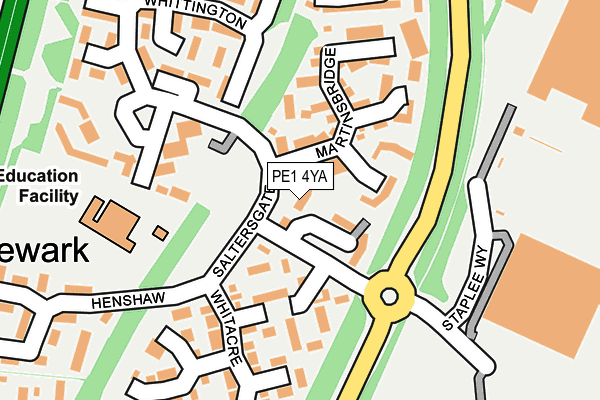 PE1 4YA map - OS OpenMap – Local (Ordnance Survey)