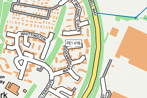 PE1 4YB map - OS OpenMap – Local (Ordnance Survey)
