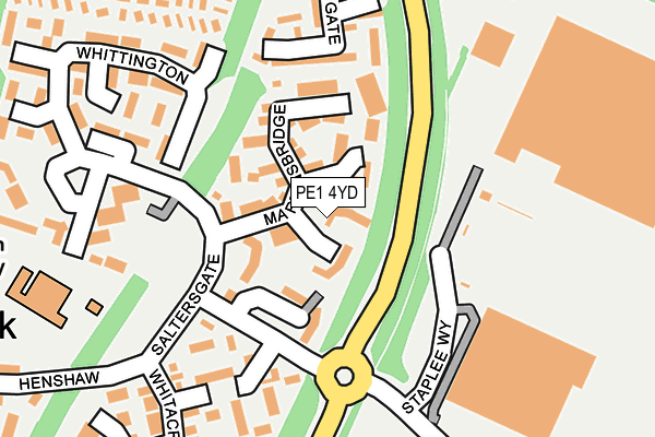 PE1 4YD map - OS OpenMap – Local (Ordnance Survey)