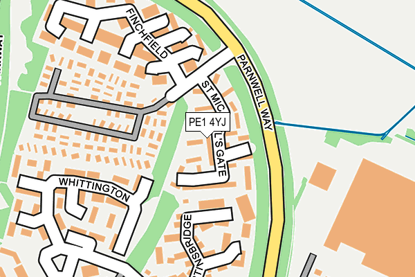 PE1 4YJ map - OS OpenMap – Local (Ordnance Survey)