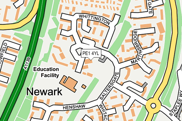 PE1 4YL map - OS OpenMap – Local (Ordnance Survey)