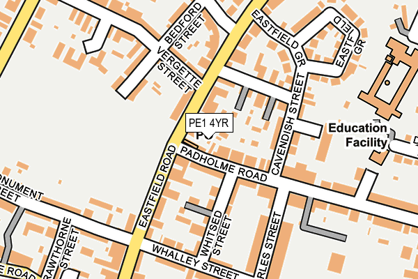 PE1 4YR map - OS OpenMap – Local (Ordnance Survey)