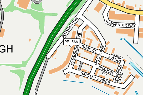 PE1 5AA map - OS OpenMap – Local (Ordnance Survey)