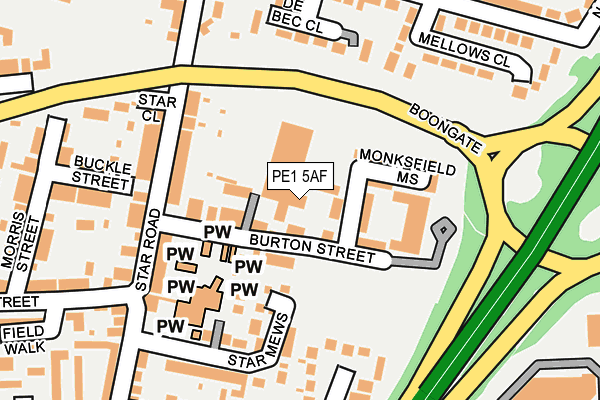 PE1 5AF map - OS OpenMap – Local (Ordnance Survey)